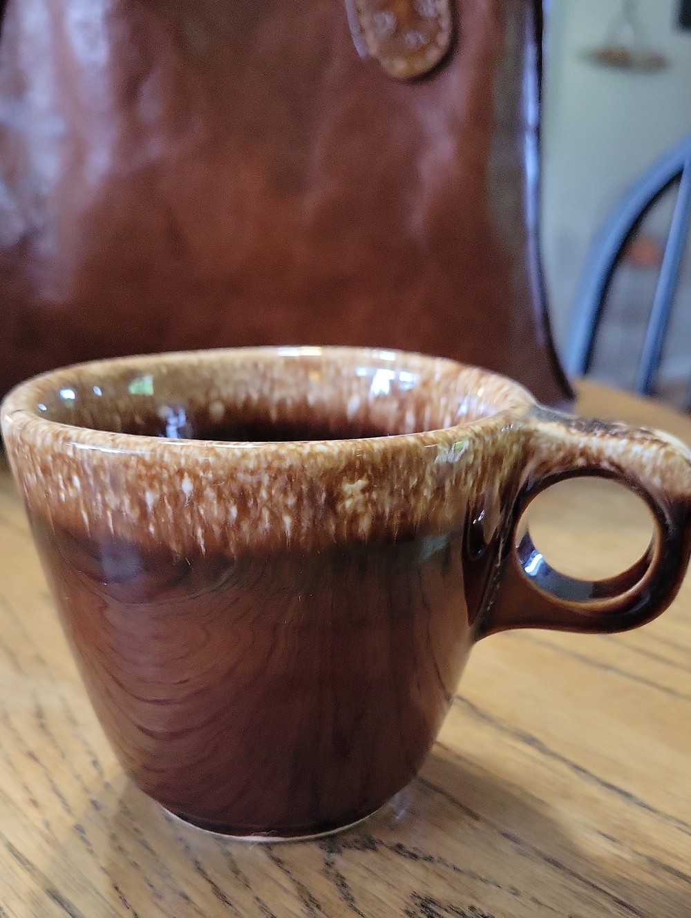 Hull Pottery Speckled Brown Ceramic Coffee Mug with Cream Rim 3 Inches Tall